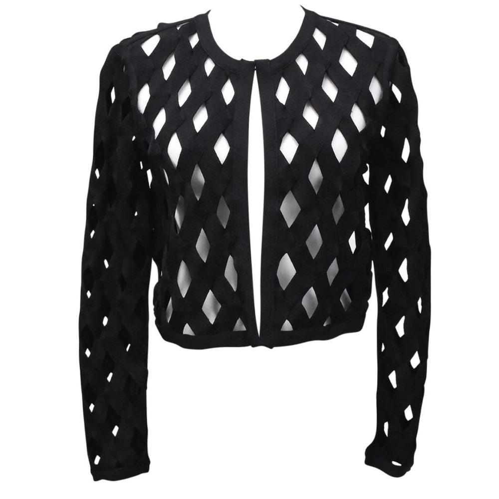 Herve Leger Illena Overlay ZigZag Cardigan Size XS